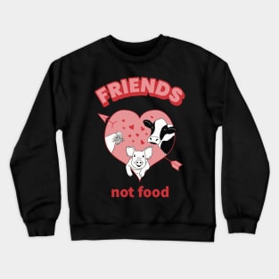 Friends not food quote with cute chicken, pig, and cow cartoons Crewneck Sweatshirt